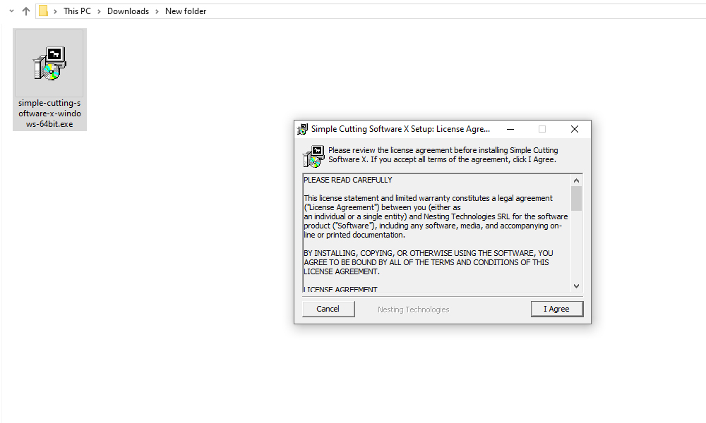 Bấm I Agree để đồng ý các điều kiện và điều khoản của nhà phát hành phần mềm.