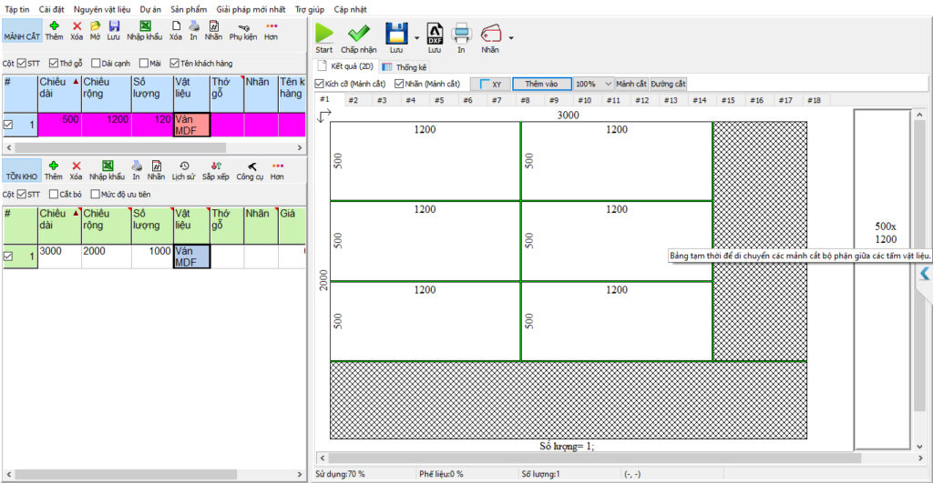 Hướng dân cách sắp xếp thủ công trên phần mềm Cutting Optimization Pro